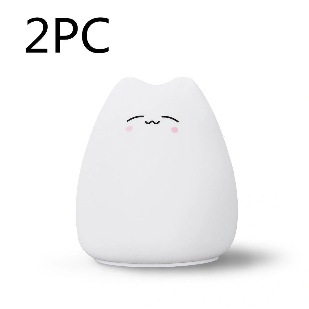 Adorable cat design LED night light for children with color-changing feature