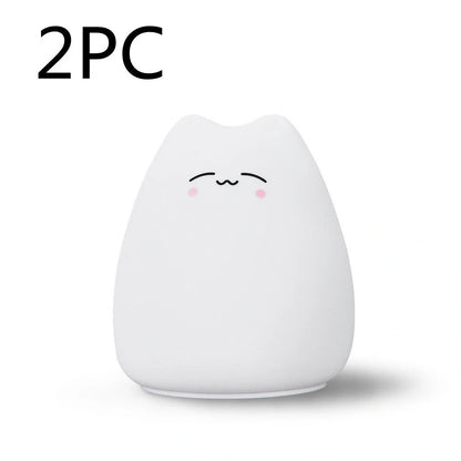 Adorable cat design LED night light for children with color-changing feature