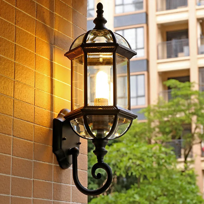 Aluminium courtyard outdoor waterproof wall lamp with three-layer eight-inch design in gold finish