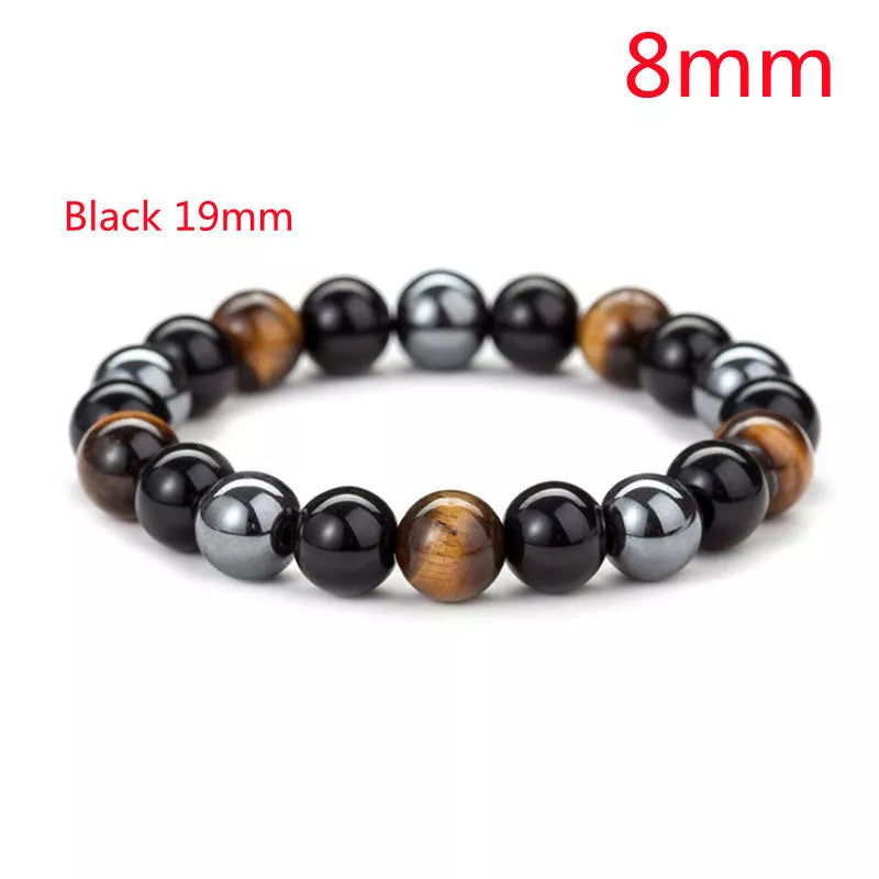 Hand-woven Tiger Eye Stone Bracelet in natural stone, sizes 8mm and 10mm