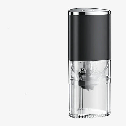 Cordless electric coffee grinder with ceramic burr, USB charging, and adjustable grind settings for freshly ground coffee anytime, anywhere.