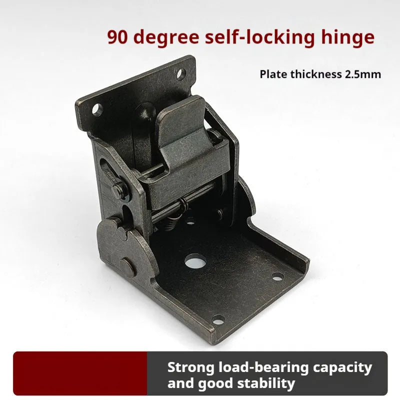 Furniture foot folding hinge with 0-90 degree adjustment and self-locking mechanism for cabinet doors