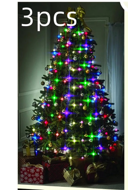 64-LED Christmas tree string lights with 8 wires for festive holiday decoration