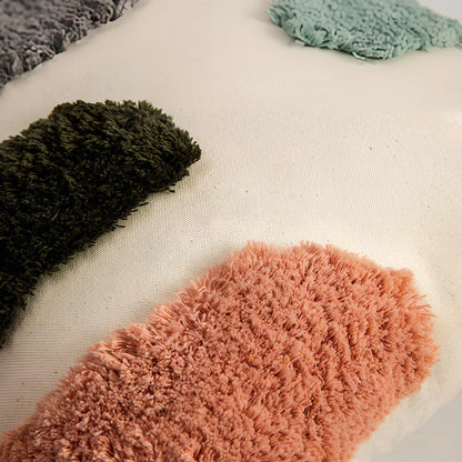 Tufted cotton pillowcase 45x45cm in dark gray flower field pattern for sofa decor