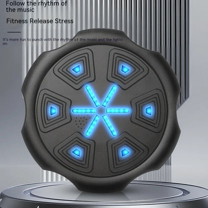 Blue hexagonal boxing machine with gloves, 430mm square target with musical feedback system