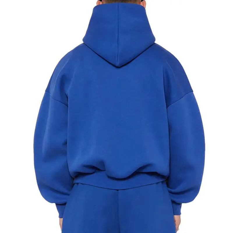 Men's solid colour fleece-lined hoodie with wool lining in pullover style