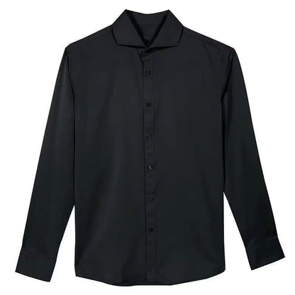 Korean style men's long sleeve shirt in black with Japanese retro cardigan design