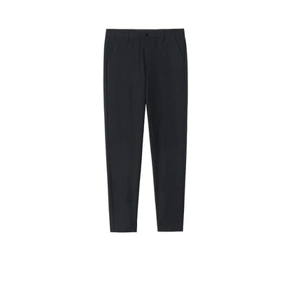 Men's straight-leg cotton casual trousers in khaki with a drawstring waistband.