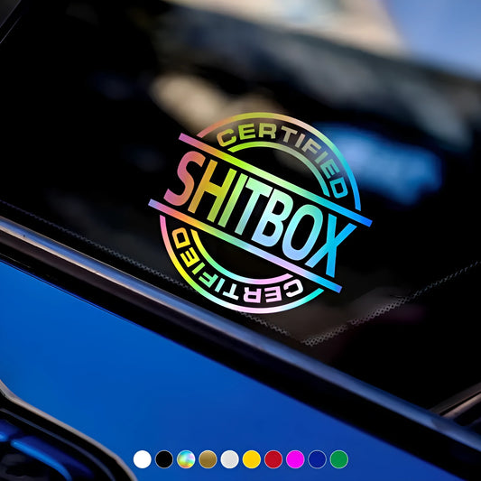 13x12cm vinyl car sticker in assorted colours including black, white, silver, gold, red, blue, green, yellow, glitter, and multicolour options