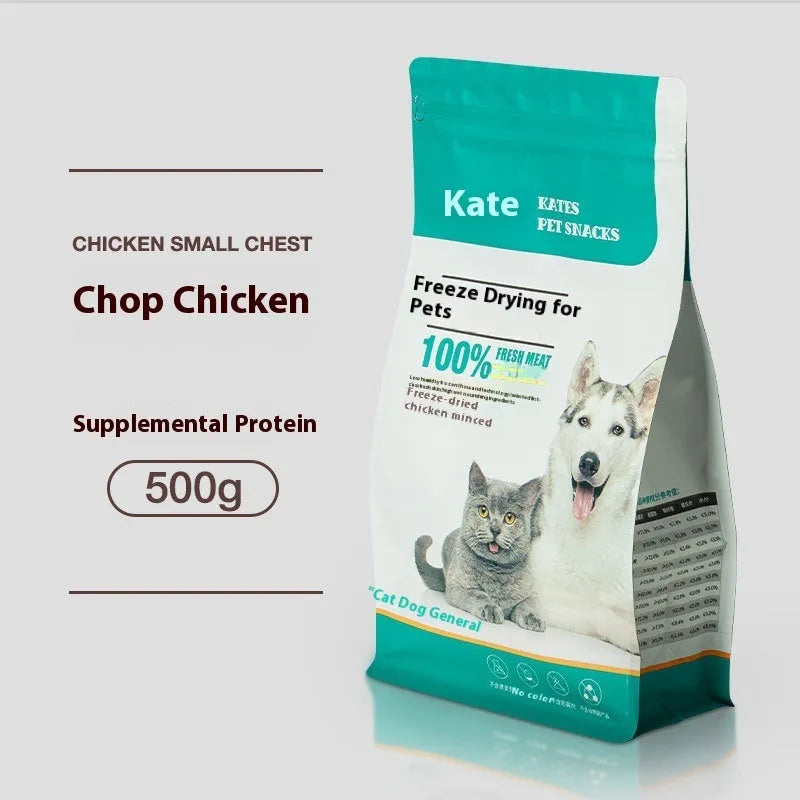 500g chicken freeze-dried cat snacks in bag or barrel packaging options
