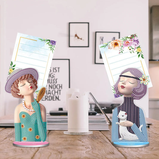 Diamond painting desktop note clip with frameless American style design, 19cm wide with note clip and decorative display