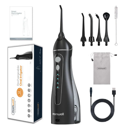 Black ProOral Mornwell portable oral irrigator water flosser with nozzle.