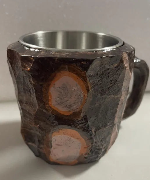 400ml resin mineral crystal coffee mug with handle in assorted colours including purple, blue, and pink.