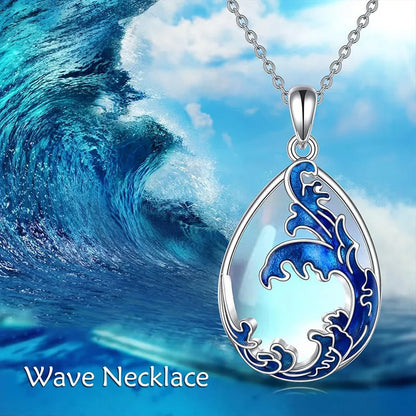 Blue heart-shaped alloy pendant necklace on adjustable 45-50 cm chain