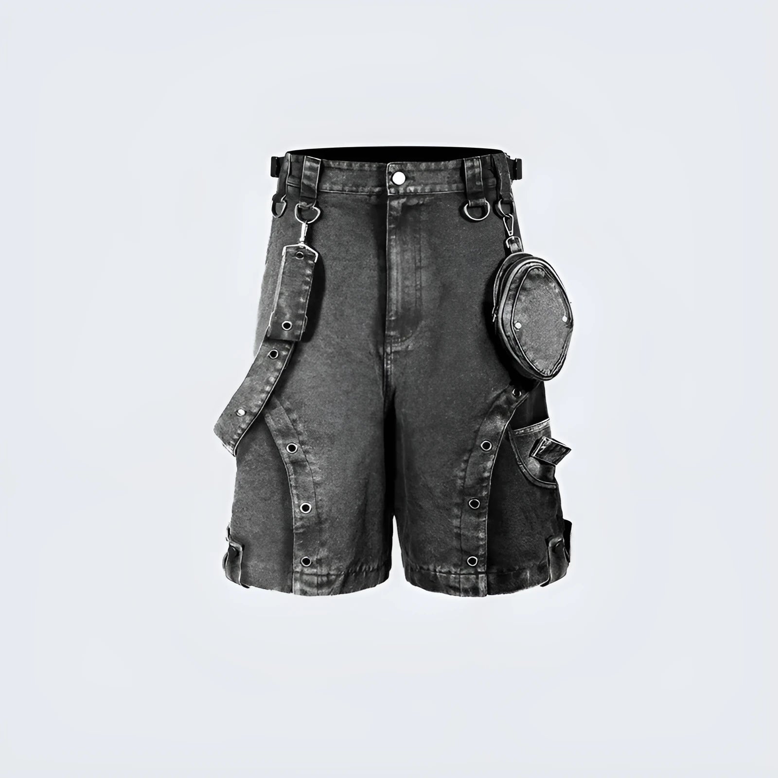 Retro high street women's loose denim shorts in picture colour with high waist and fifth pants length