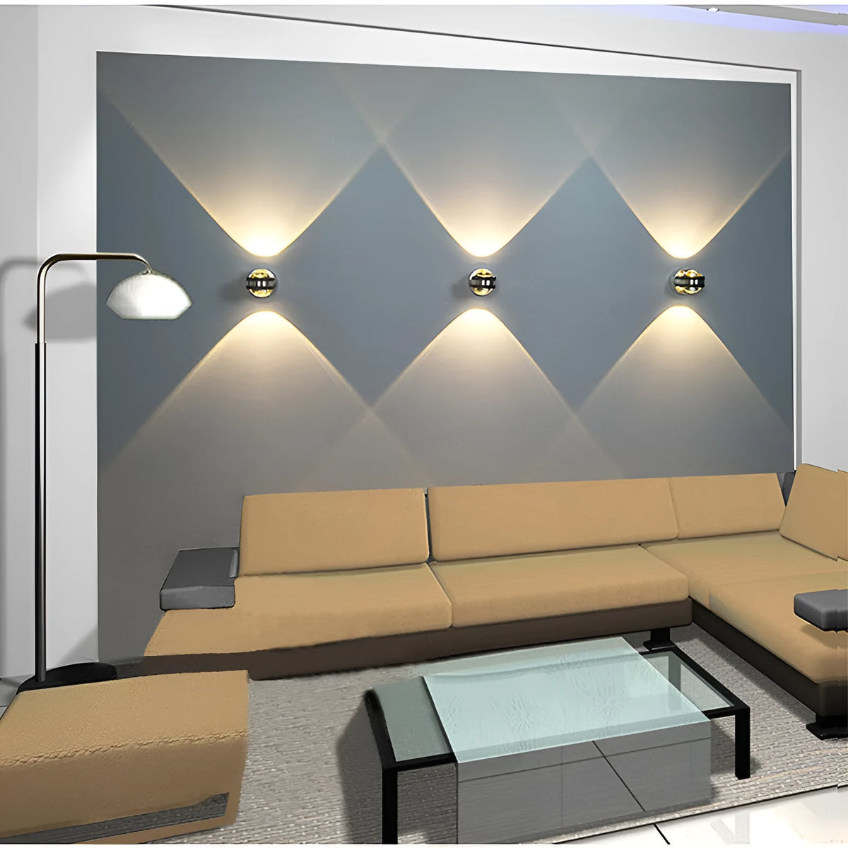 Modern crystal wall lamp for bedroom and living room, available in 3W or 6W with warm white blue yellow purple light options