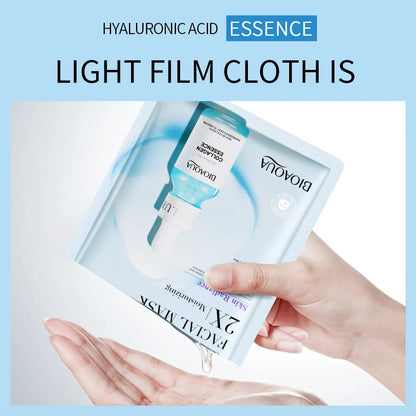 Collagen and hyaluronic acid facial sheet mask set with four variant packages showing 30g gel masks