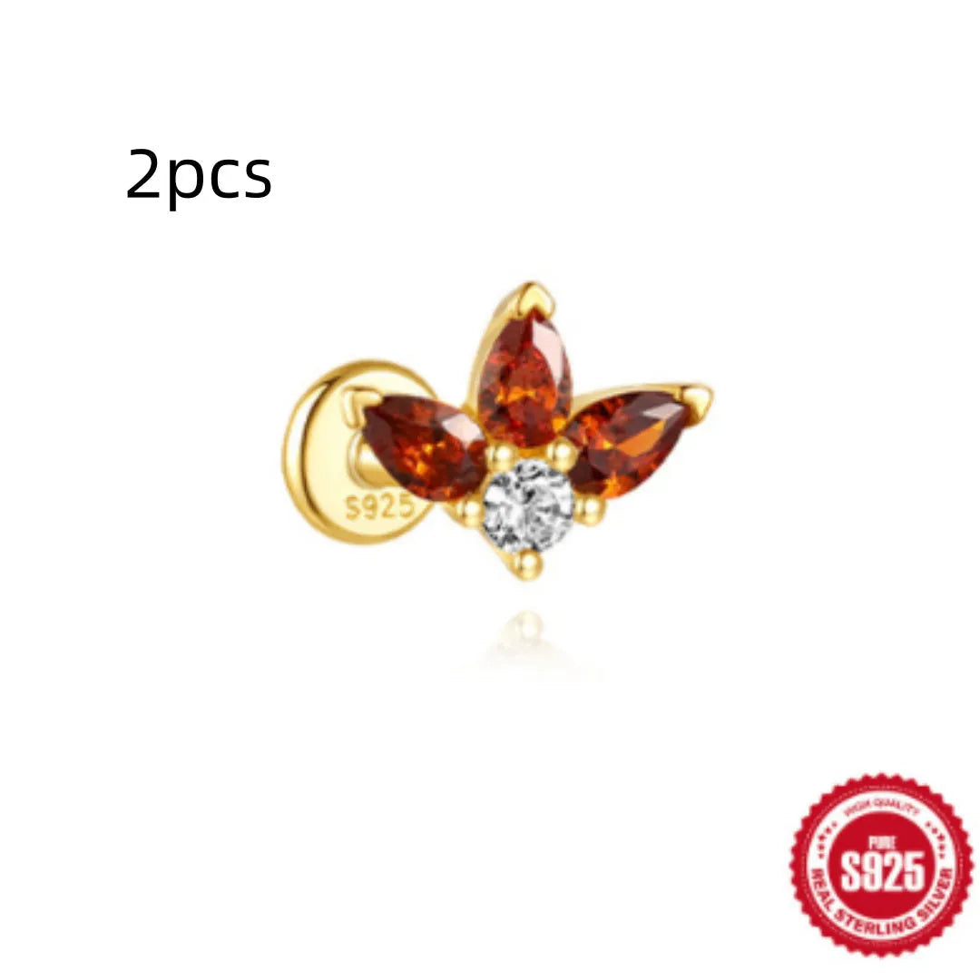 S925 sterling silver water drop shaped earrings with a flat spiral design in a gold electroplated finish.