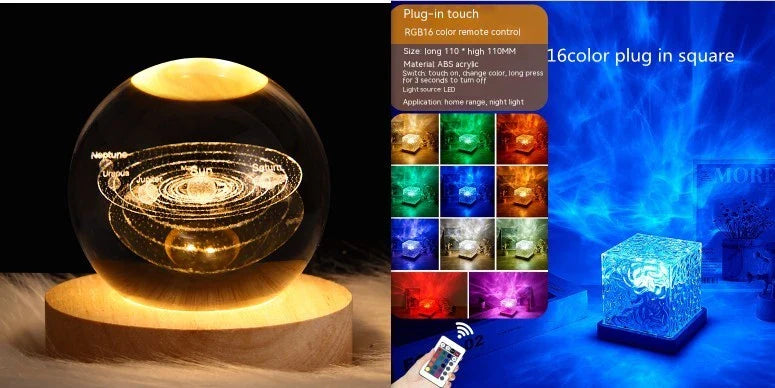 Mesmerizing water wave ambient LED table lamp with remote control, creating a serene and calming atmosphere in any room