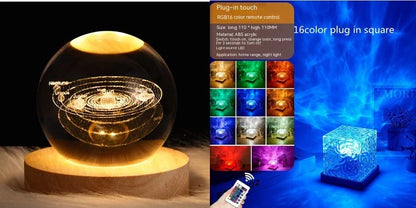 Mesmerizing water wave ambient LED table lamp with remote control, creating a serene and calming atmosphere in any room