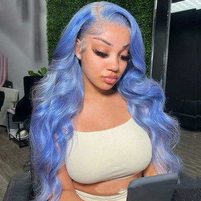 Body wave human hair lace front wig with 13x4 lace part and medium long hair