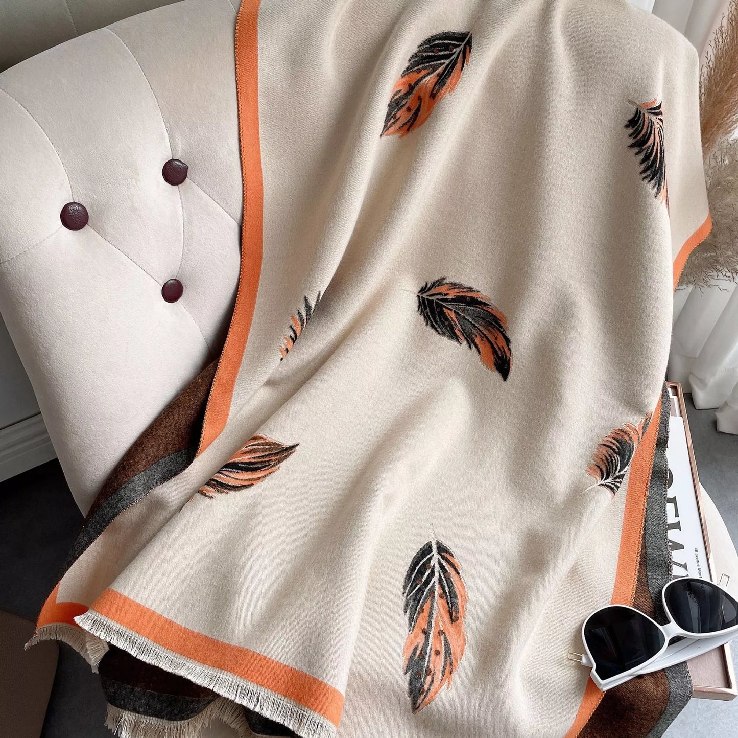 Cashmere-like Short Beard Tassel Thickened Warm Shawl Scarf in various colors