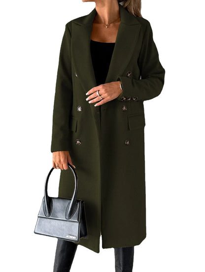 Stylish long sleeve lapel coat in various colors for trendy winter fashion