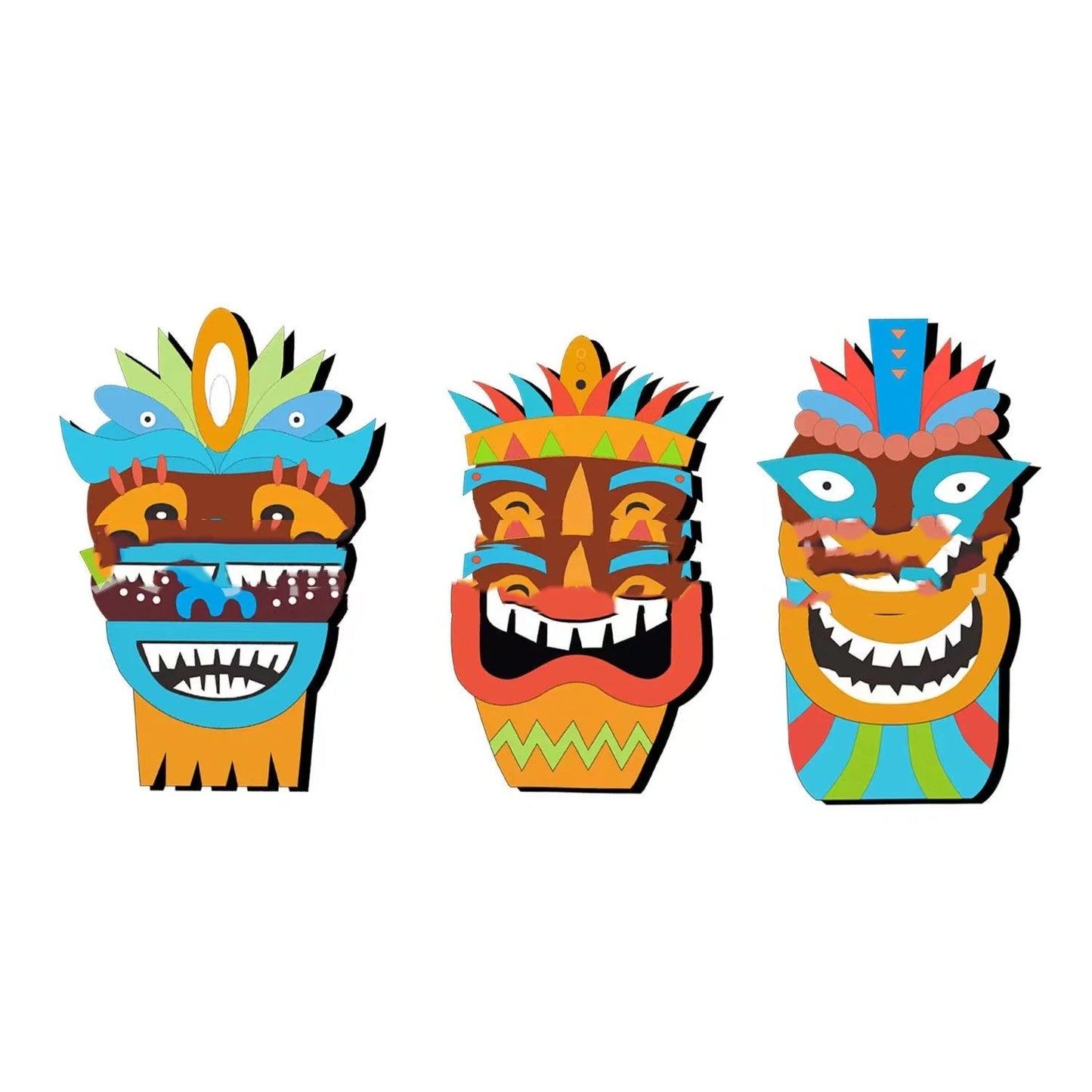 Tropical Hawaiian wood sign with vibrant figure idol design for summer parties