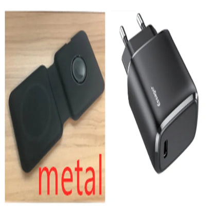 White foldable magnetic wireless charger showing dual charging surfaces and 180° folding mechanism