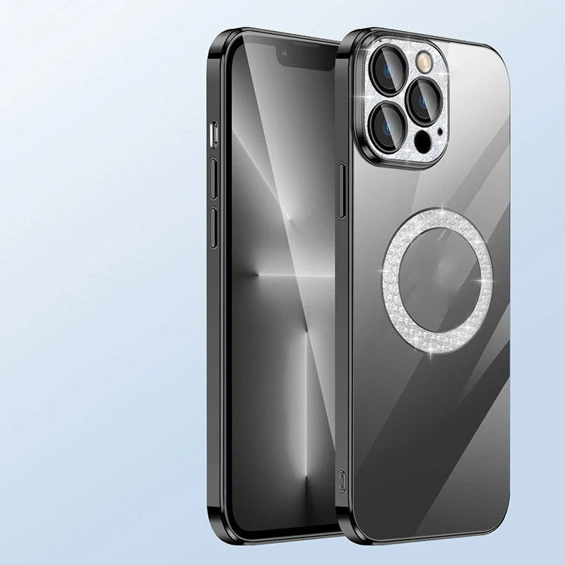 Electroplated diamond ring design iPhone case in various colors with lens protection
