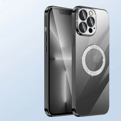 Electroplated diamond ring design iPhone case in various colors with lens protection