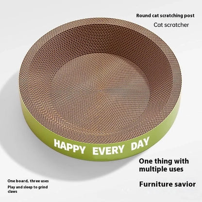 Green round cat nest with integrated scratching surfaces, 50cm diameter and 55cm height