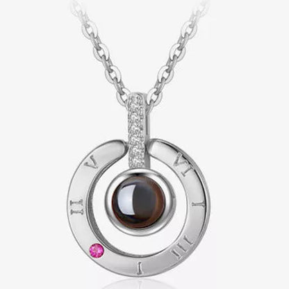 Valentine's Day metal rose jewelry gift box necklace with adjustable crystal design