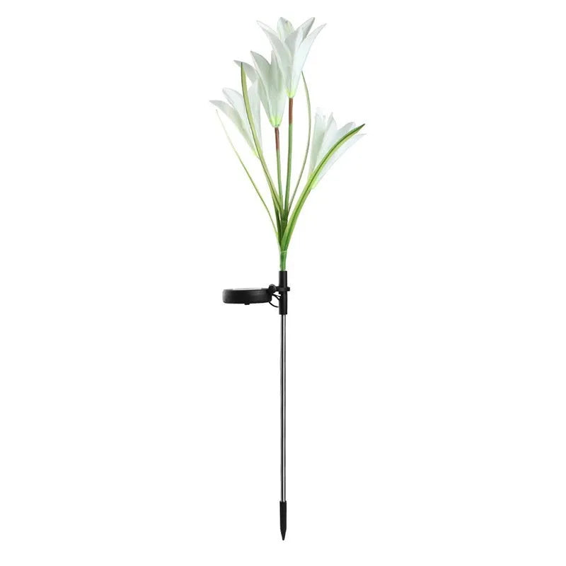 Colour-changing solar-powered flower-shaped lawn lamp for outdoor garden lighting