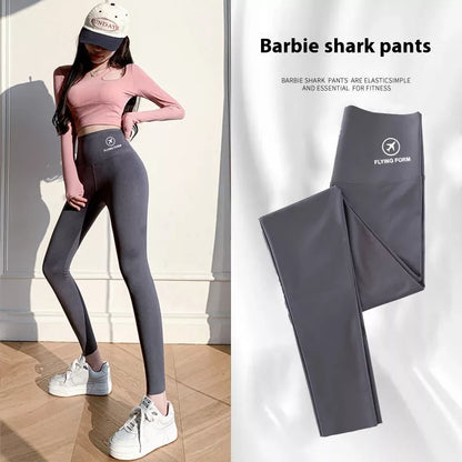 Women's Winter Skinny Shark Pants in various colors with high waist and fleece lining