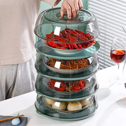 Green plastic Japanese-style food splatter lid sealing heat on 28cm pan, dustproof kitchen protector