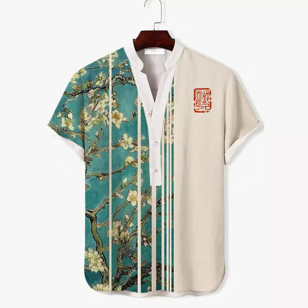Men's 3D digital animal print short sleeve T-shirt on a hanger, available in multiple colours and sizes up to 5XL.