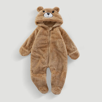 Children's thermal jumpsuit pyjamas in dark khaki colour with height options from 59cm to 80cm