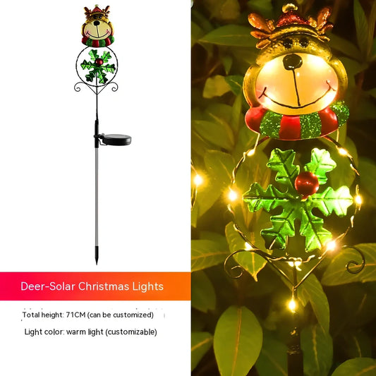 Solar Christmas LED ground light with Snowman design, 710mm height with ground spike