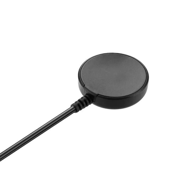USB Watch Charger with Fast Charging Cable, 34mm Plastic Dock Station, 5V/0.5A Power for Smart Watches and Fitness Trackers, Simple Black Wireless Charging Base