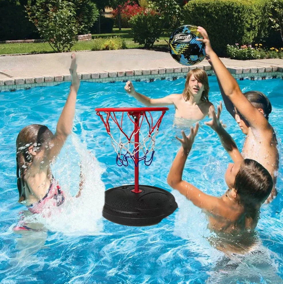 Water basketball hoop with 70×30cm playing area and 23×17.5cm basketball target for pool games