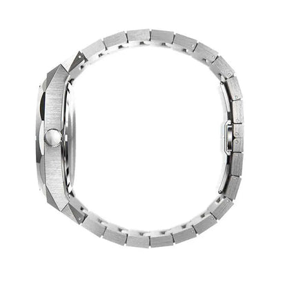 Stainless steel men's waterproof business watch with a 42mm dial on wrist.