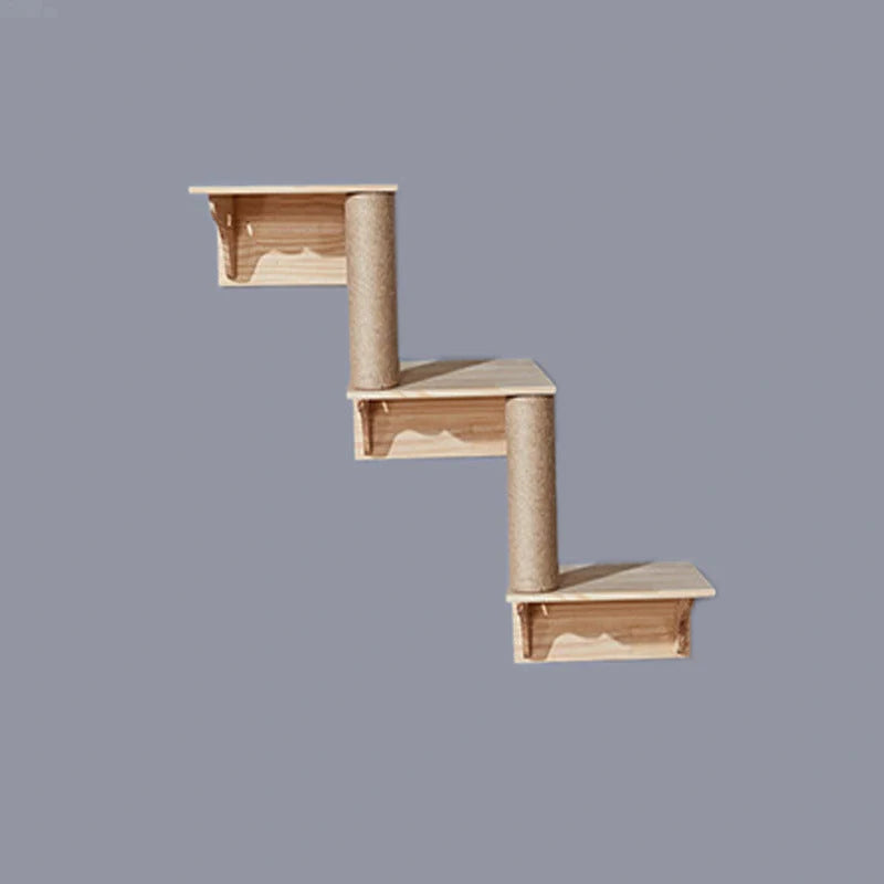 Solid wood wall-mounted cat jumping platform for pet climbing and lounging