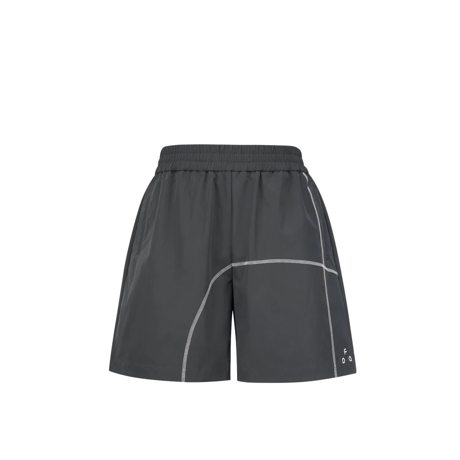 Men's dark grey drawstring shorts with an elastic waistband and loose fit for summer.