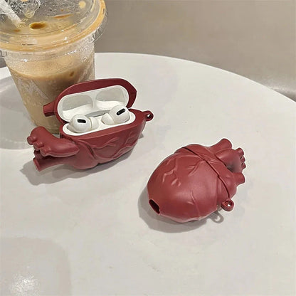 3D Heart Design Silicone Case for AirPods Pro/3 in Wine Red and Ivory White