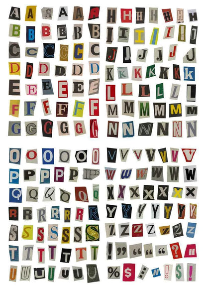 English letters and numbers symbol label sticker material decoration stickers in cute style with 5 sets