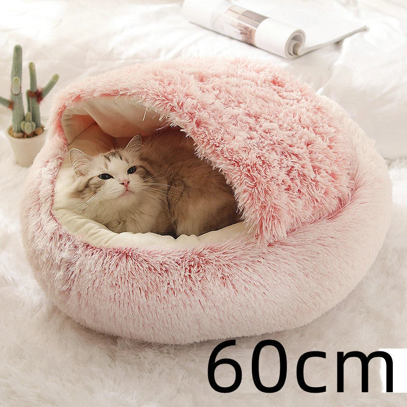 Cozy pet bed with plush and warm fabric for cats and dogs