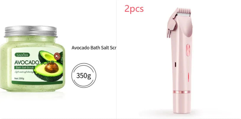 Pink 2-in-1 women's electric body hair shaver and trimmer for private pubic hair grooming