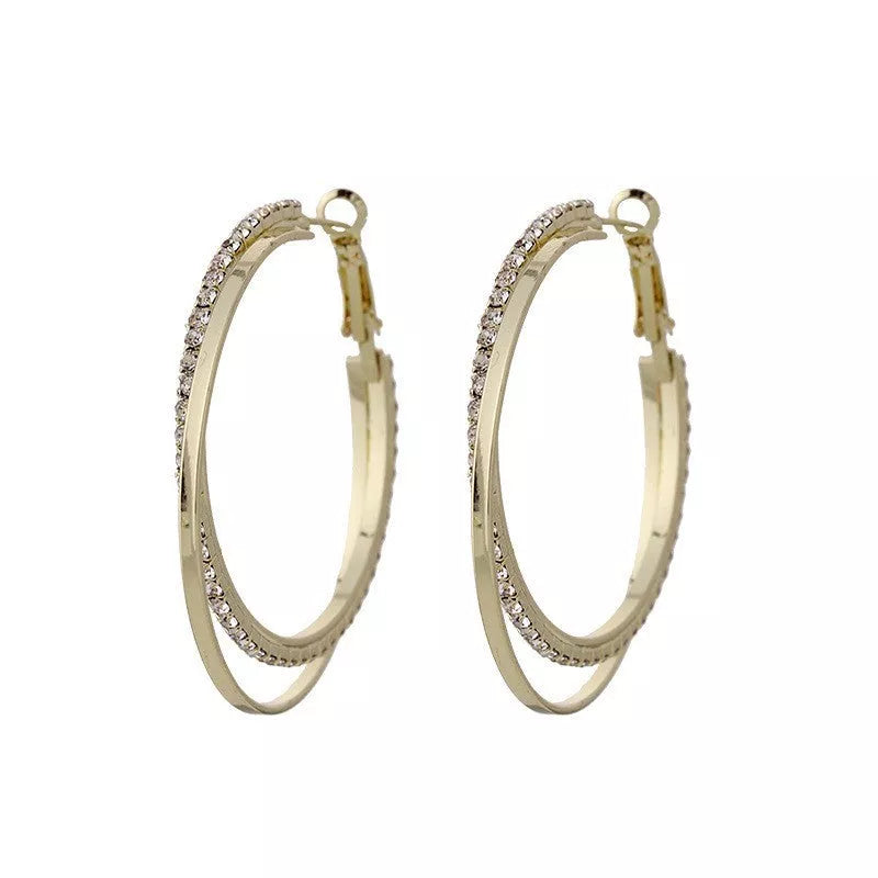 Diamond Simple Bracelet Earring Set in Gold and Silver with circle design
