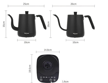 Slender mouth electric kettle with stainless steel body and touch control panel